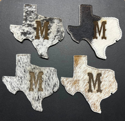 Texas Cowhide Coaster Set with Monogram